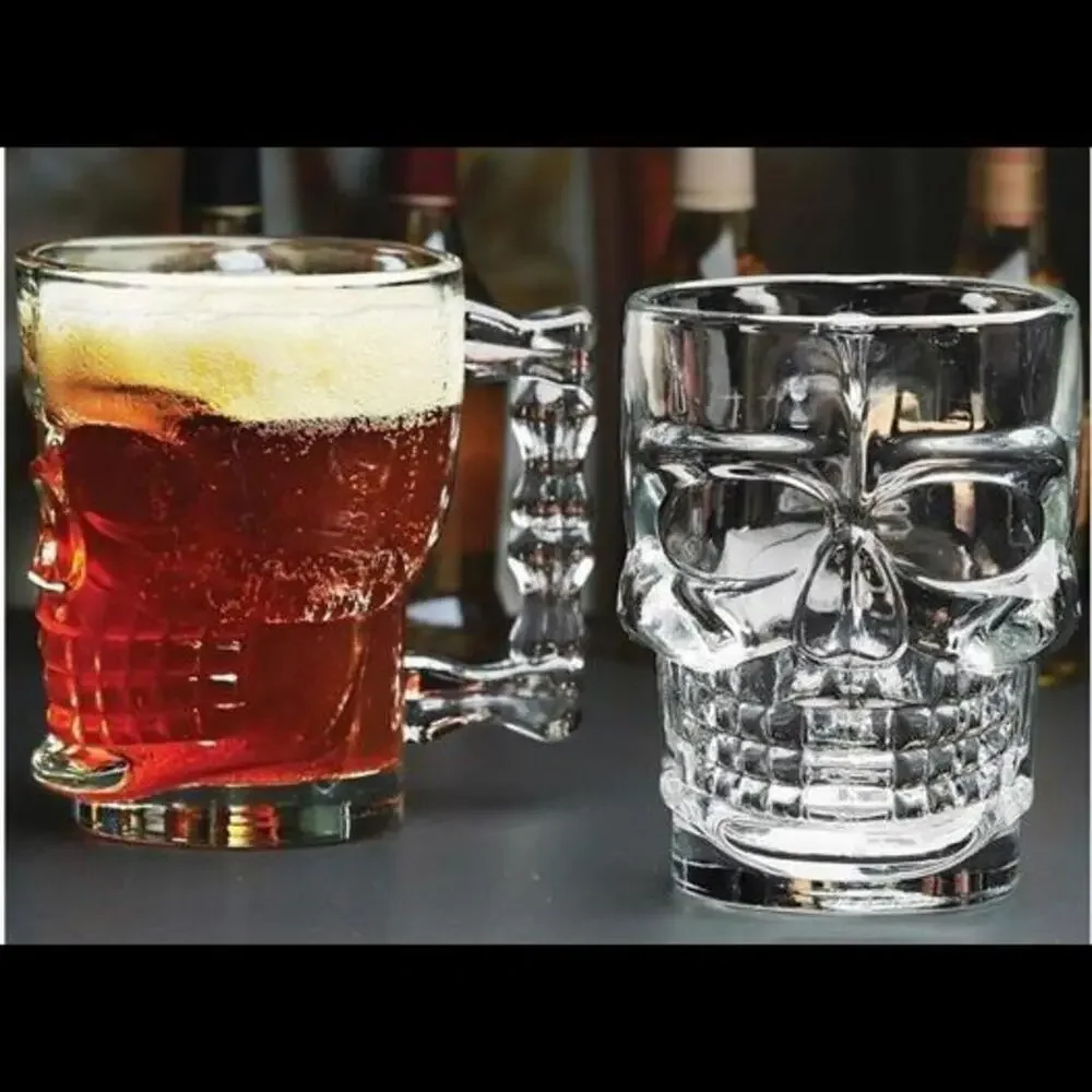 Circleware Skull Face Beer Mug Drinking Glasses with Handle